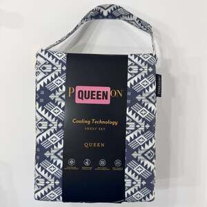 Pendleton QUEEN Sheet Set Cooling Westward Journey Navy Geometric 4 Piece NWT